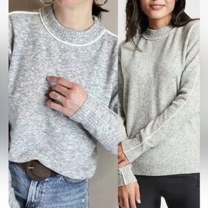 Athleta Light Gray Crew Neck knit Sweater, L